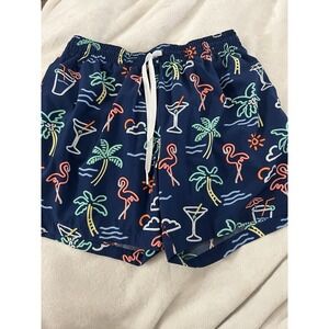 Chubbies Swim Trunks Mens Large 5.5 Inch Blue Neon Lights Shorts Boxer Liner